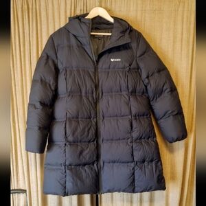 Valuker down filled hooded knee length parka coat